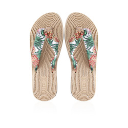 Summer Bamboo Straw Beach Slipper Pinapple Style
