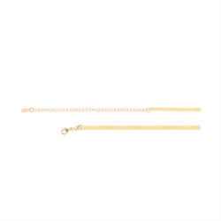 Gold Choker Wide Snake Bone With Stone - White  