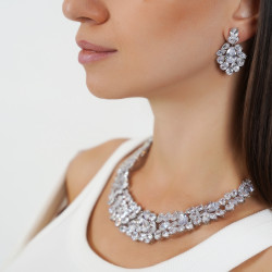 Cluster Sparkle Necklace And Earrings Set