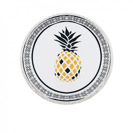 Round Mandala Beach Towel - Yellow With Multi
