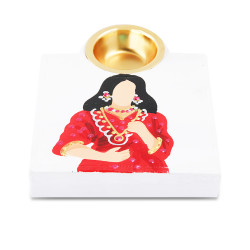 Hand Pained Rectangle Mubkhar - Red