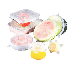 Reusable Silicone Cover Lids Set of 6 - White  