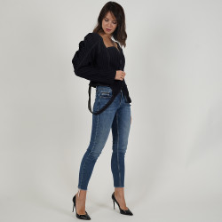 Courset Blouse With Puffy Long Sleeve - Medium - Dark blue 