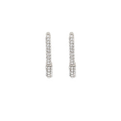 Pin Shape Earrings - Silver - Free size