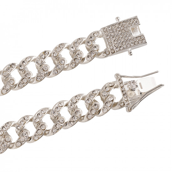 Iced Out Rose Gold Cubic Zirconia Chain Choker Necklace - Silver