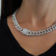 Iced Out Rose Gold Cubic Zirconia Chain Choker Necklace - Silver