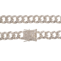 Iced Out Rose Gold Cubic Zirconia Chain Choker Necklace - Silver