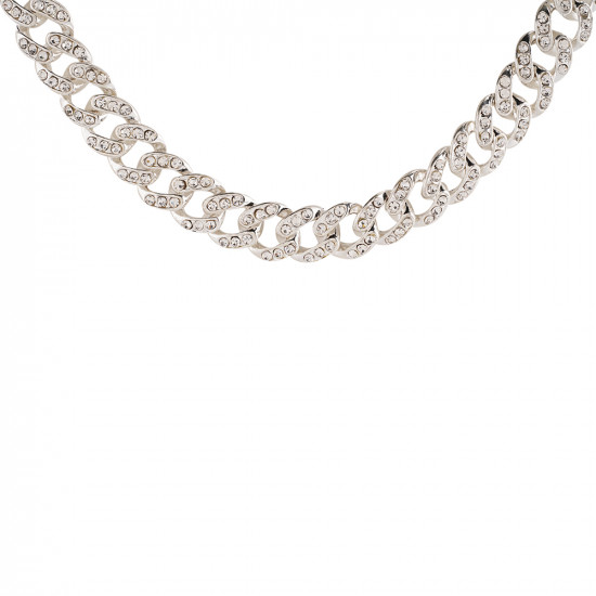 Iced Out Rose Gold Cubic Zirconia Chain Choker Necklace - Silver
