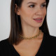 Iced Out Rose Gold Cubic Zirconia Chain Choker Necklace - Gold