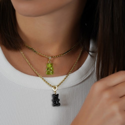 Teddy Bear Gold Chain Dual - Transparent Green & Black
