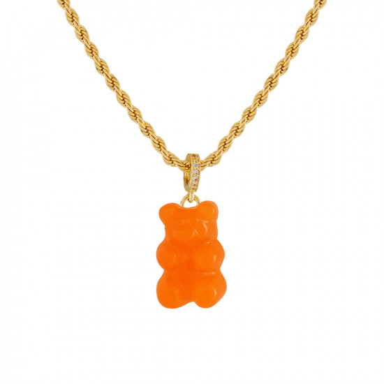 Teddy Bear Gold Chain Dual - Transparent Orange & Green