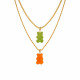 Teddy Bear Gold Chain Dual - Transparent Orange & Green