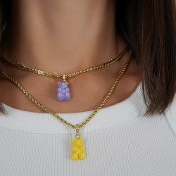 Teddy Bear Gold Chain Dual - Yellow & Purple