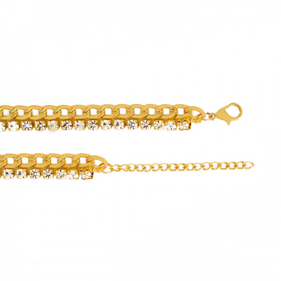 Teddy Bear Long Gold Chain With Stone - Green