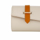 Travel Leather Storage Bag for 3 Watches with Strap - White/Camel