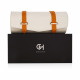 Travel Leather Storage Bag for 3 Watches with Strap - White/Camel