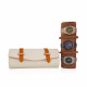 Travel Leather Storage Bag for 3 Watches with Strap - White/Camel