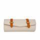 Travel Leather Storage Bag for 3 Watches with Strap - White/Camel
