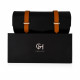 Travel Leather Storage Bag for 3 Watches with Strap - Black/Beige
