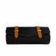 Travel Leather Storage Bag for 3 Watches with Strap - Black/Beige