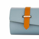 Travel Leather Storage Bag for 3 Watches with Strap - Baby Blue/Beige