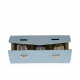 Travel Leather Storage Bag for 3 Watches with Strap - Baby Blue/Beige