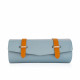 Travel Leather Storage Bag for 3 Watches with Strap - Baby Blue/Beige