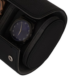 Travel Leather Storage Bag for 2 Watches - Black