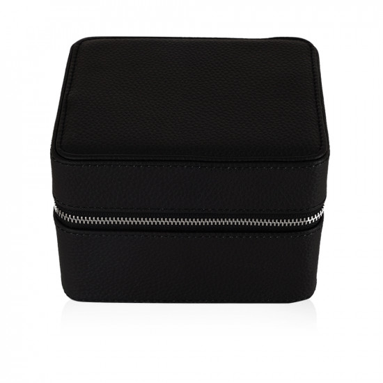 Travel Leather Storage Box for 2 Watches - Black