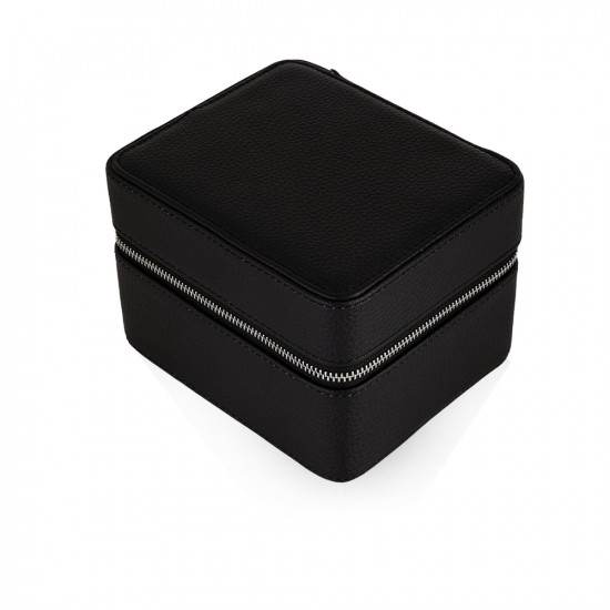 Travel Leather Storage Box for 2 Watches - Black