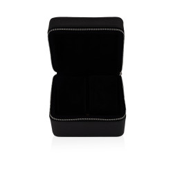 Travel Leather Storage Box for 2 Watches - Black