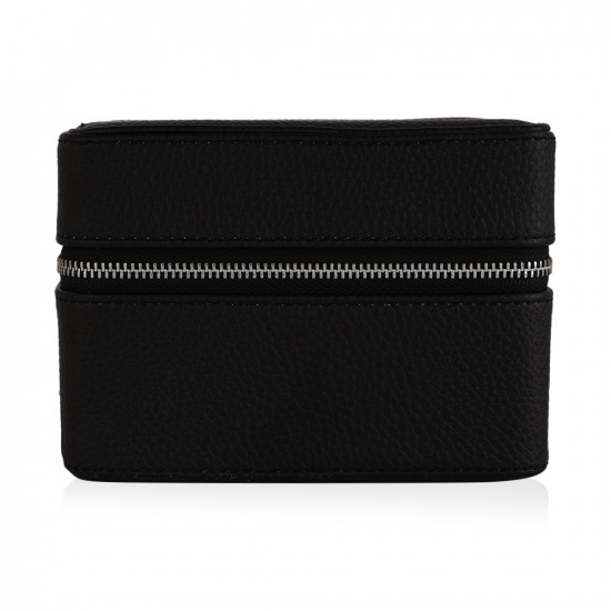 Travel Leather Storage Box for 2 Watches - Black