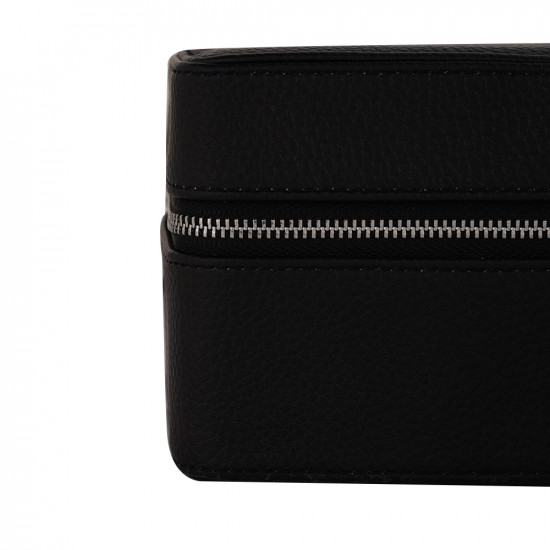 Travel Leather Storage Box for 2 Watches - Black