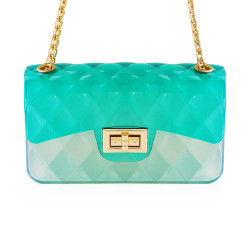 Transparent Pvc Neon Handbag - Green 