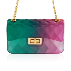 Transparent Pvc Neon Handbag - Green & Pink