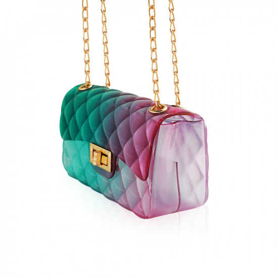 Transparent Pvc Neon Handbag - Green & Pink
