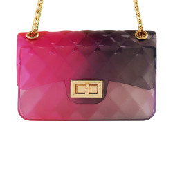 Transparent Pvc Neon Handbag - Pink & Blue