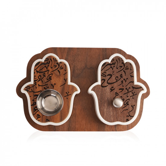 Hand Shape Mobkhar & Bukhour Box Set Of 2pc - White