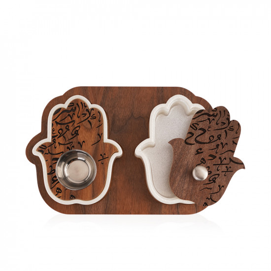 Hand Shape Mobkhar & Bukhour Box Set Of 2pc - White