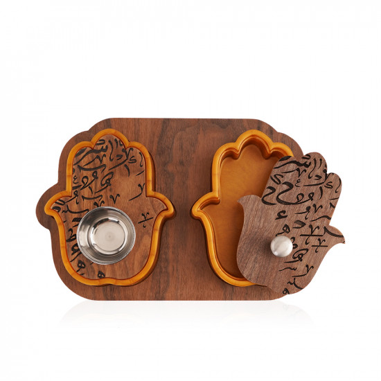Hand Shape Mobkhar & Bukhour Box Set Of 2pc - Gold