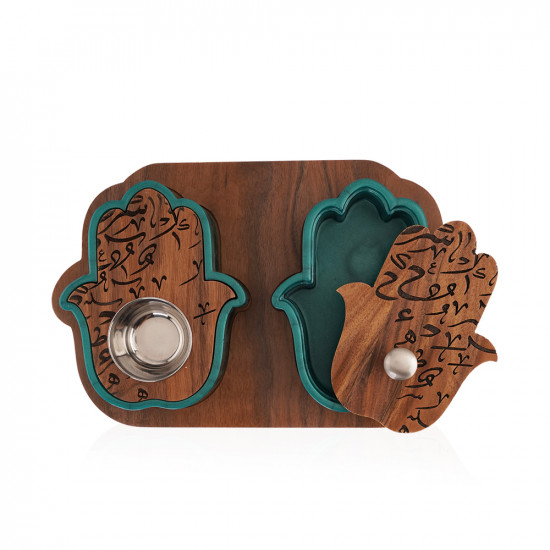 Hand Shape Mobkhar & Bukhour Box Set Of 2pc - Green