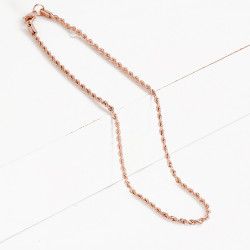 Stainless Steel Rope Chain Necklace - Rose Gold - 16 Inches