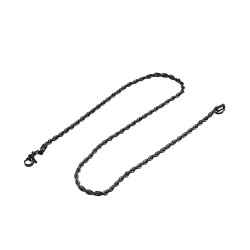 Stainless Steel Rope Chain Necklace - Black - 18 Inches