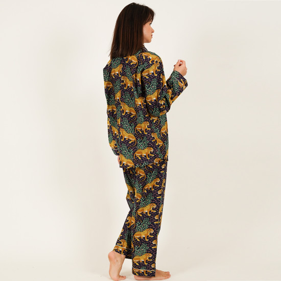 Long-Sleeved Cotton Pajamas - Dark Navy Long-Sleeved Cotton Pajamas - Dark Navy