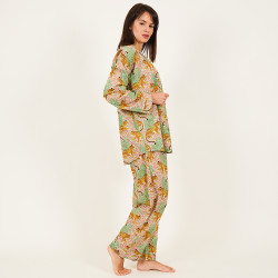 Long-Sleeved Cotton Pajamas - Light Gray
