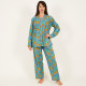 Long-Sleeved Cotton Pajamas - Blue Long-Sleeved Cotton Pajamas - Blue