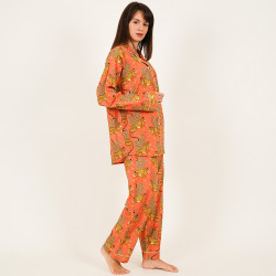 Long-Sleeved Cotton Pajamas - Orange