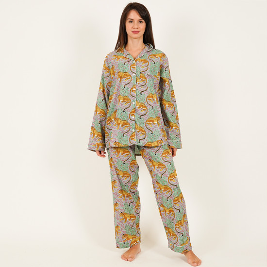 Long-Sleeved Cotton Pajamas - Grey Long-Sleeved Cotton Pajamas - Grey