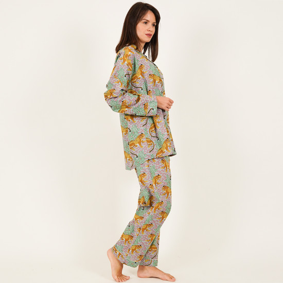 Long-Sleeved Cotton Pajamas - Grey Long-Sleeved Cotton Pajamas - Grey