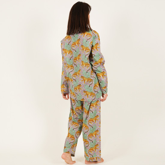 Long-Sleeved Cotton Pajamas - Grey Long-Sleeved Cotton Pajamas - Grey